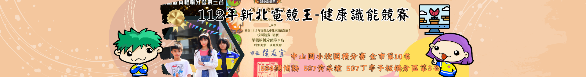 「新北電競王-夢幻果島大冒險」楊侑勳 黃采誼 丁亭予榮獲第三名的佳績！